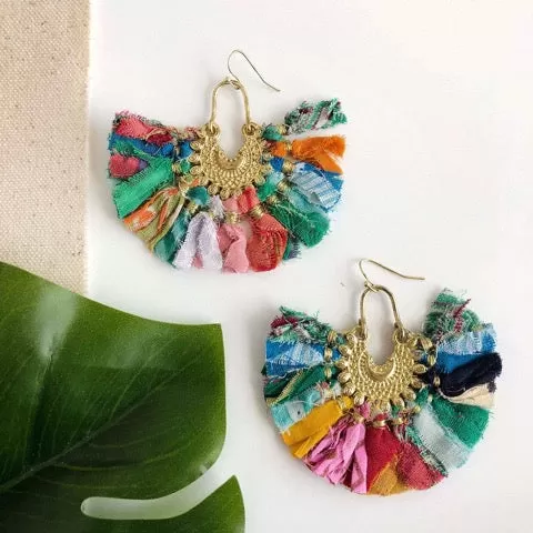 Fair Trade Desi Fan Kantha Earrings