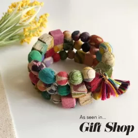 Fair Trade Willow Kantha Stack Bracelet