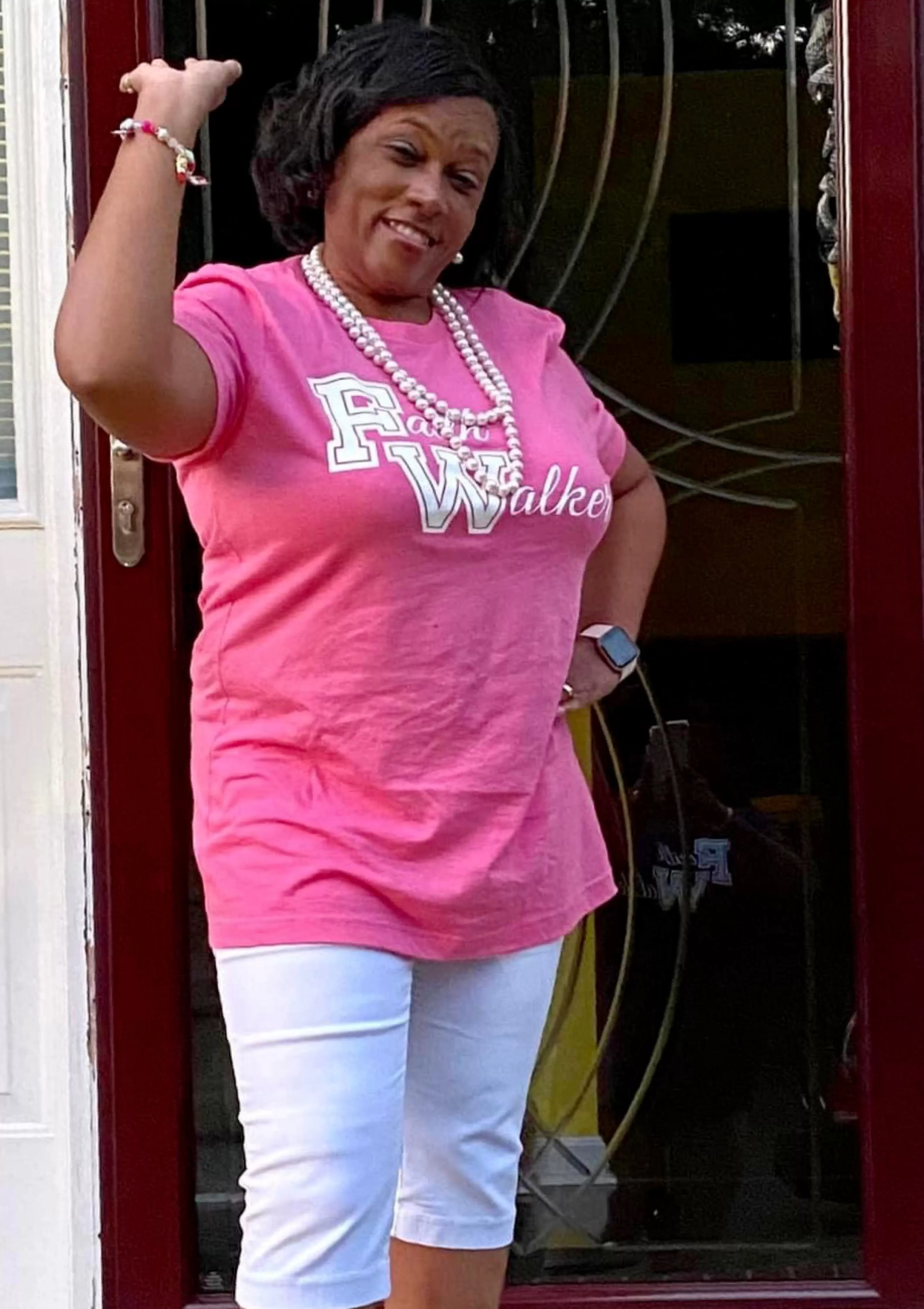 Faith Walker T-Shirt Pink and White