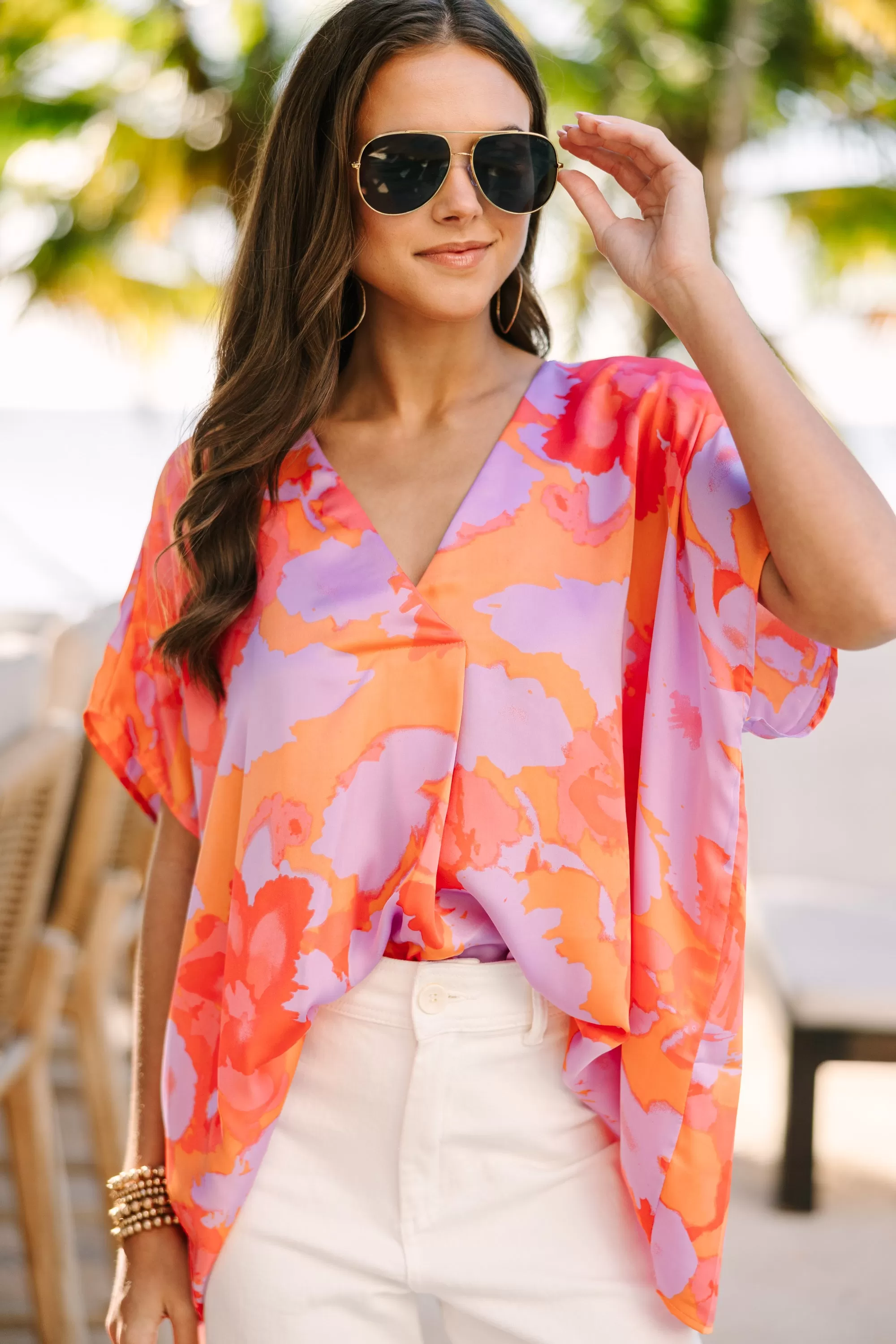 Feeling Bold Orange Abstract Blouse