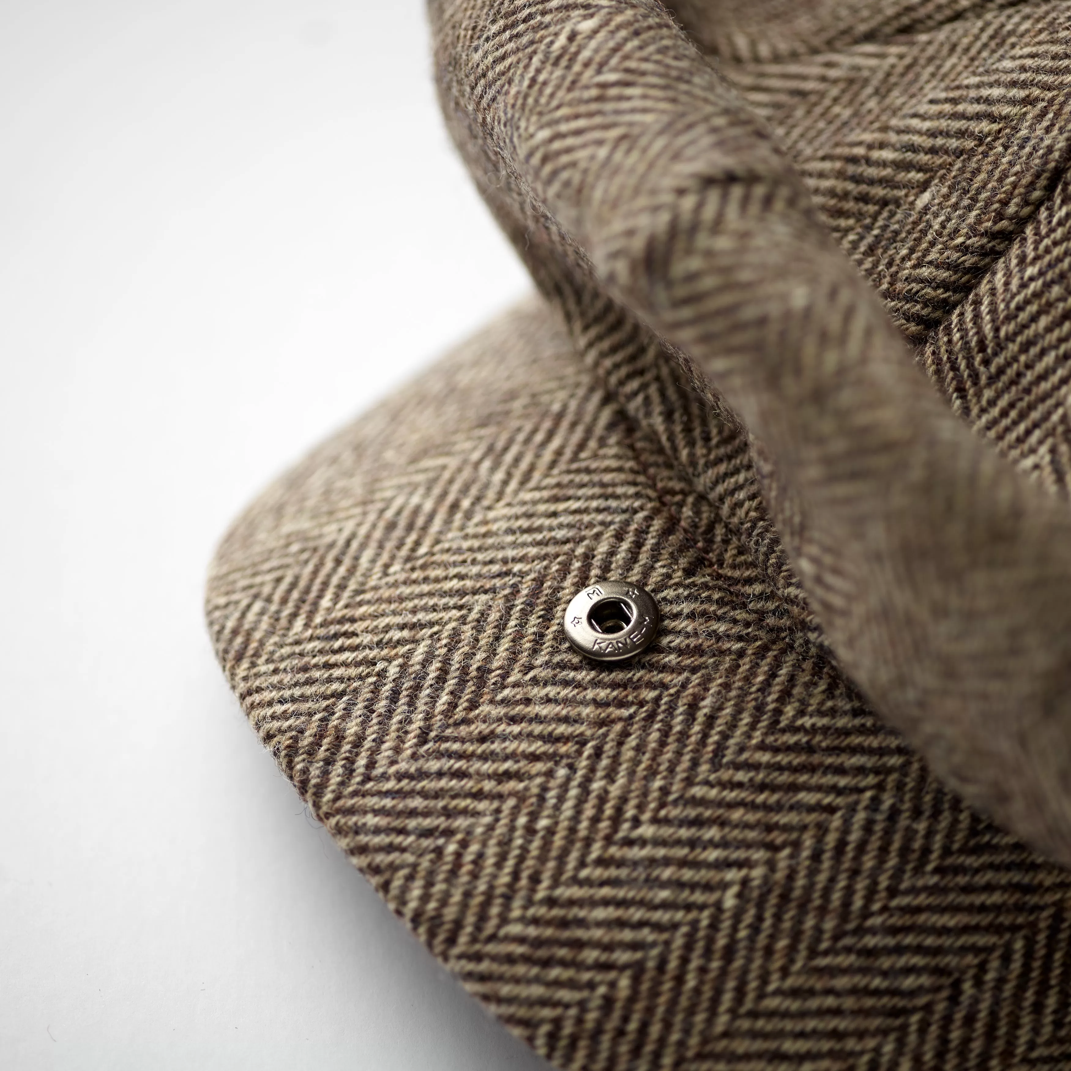 Fox Tweed Brown Herringbone 30's 8 panel Cap