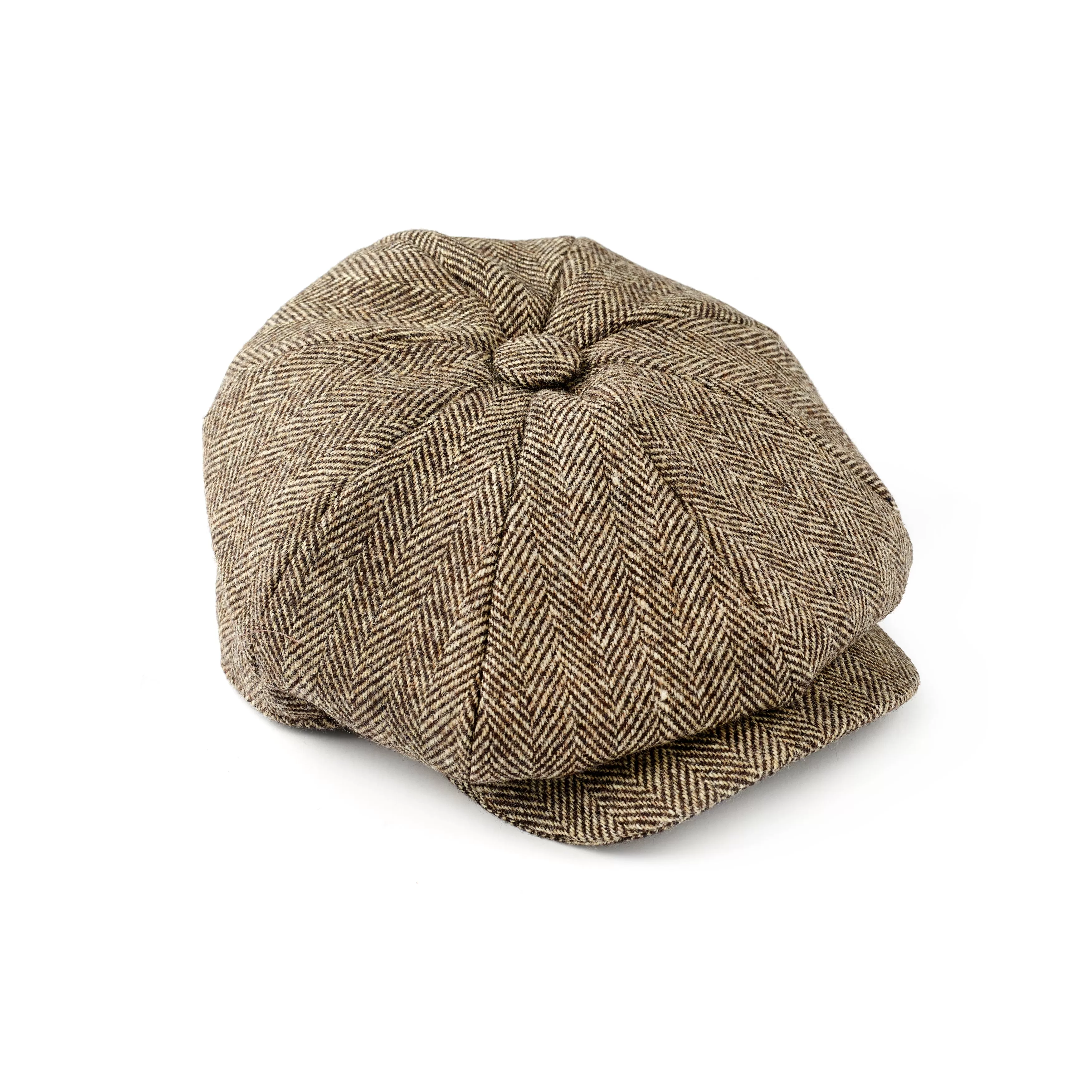 Fox Tweed Brown Herringbone 30's 8 panel Cap