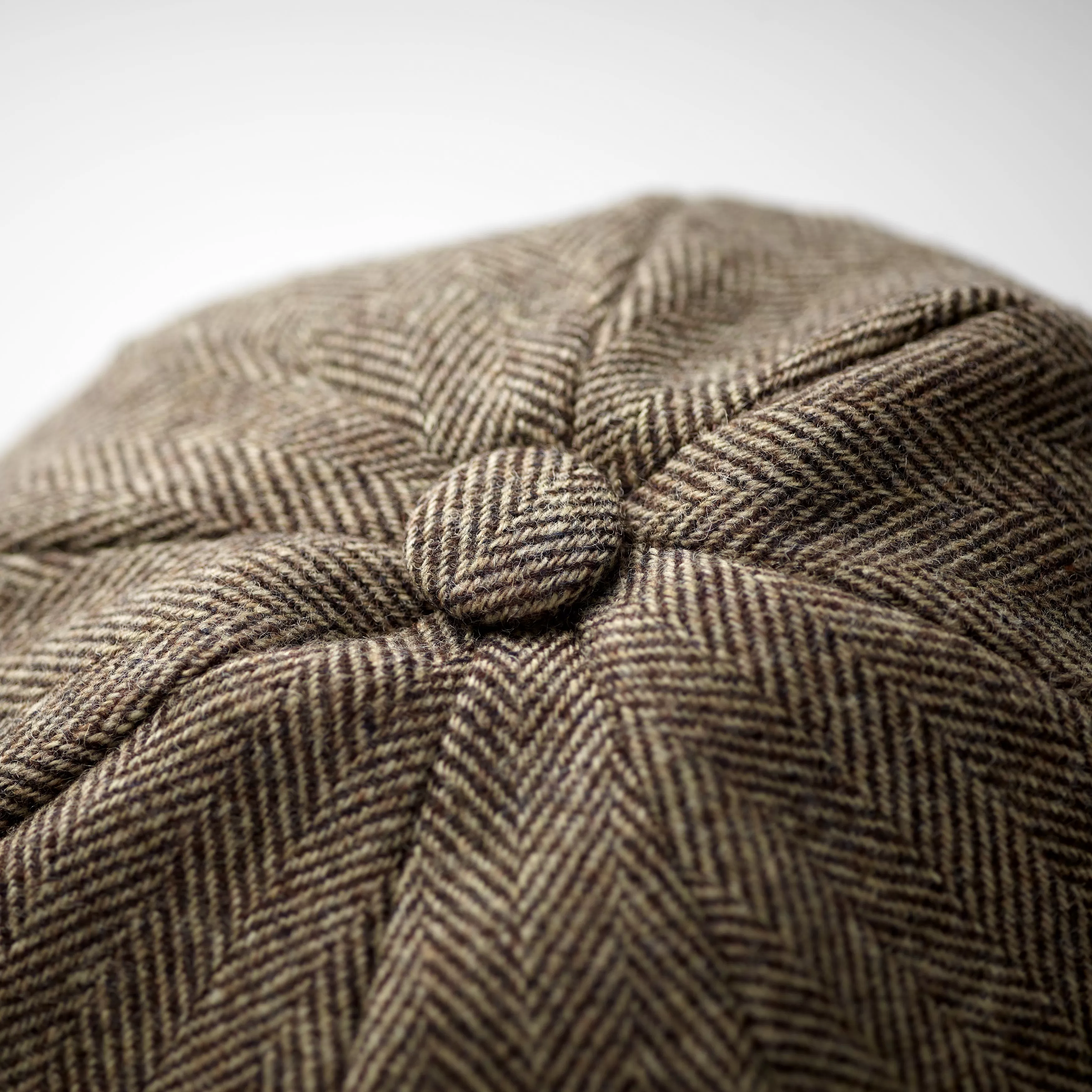 Fox Tweed Brown Herringbone 30's 8 panel Cap