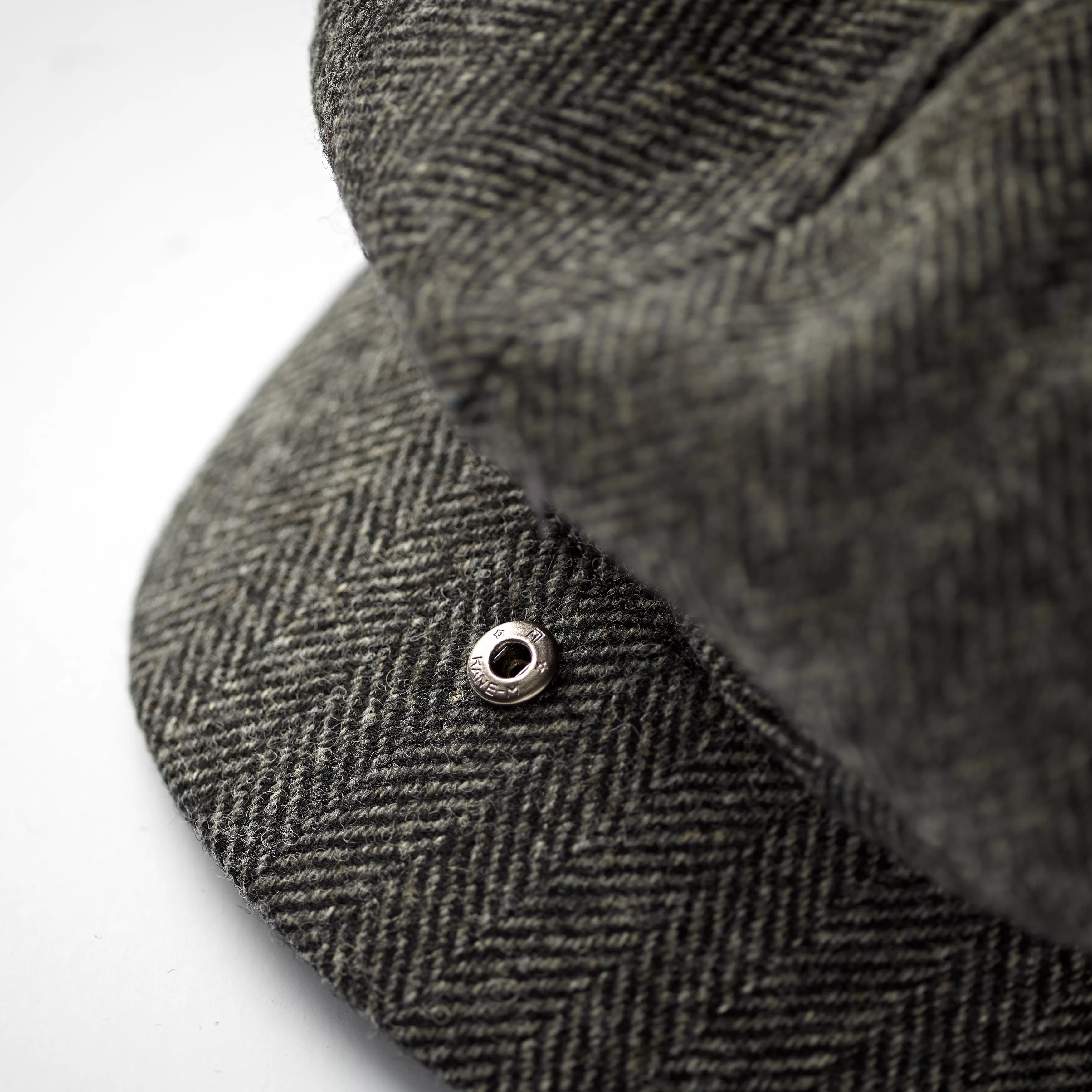 Fox Tweed Charcoal Herringbone 30's 8 panel Cap