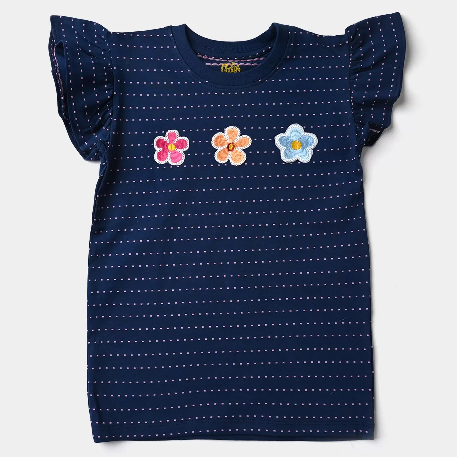 Girls Cotton Jersey T-Shirt H/S Flowers-N.Peony