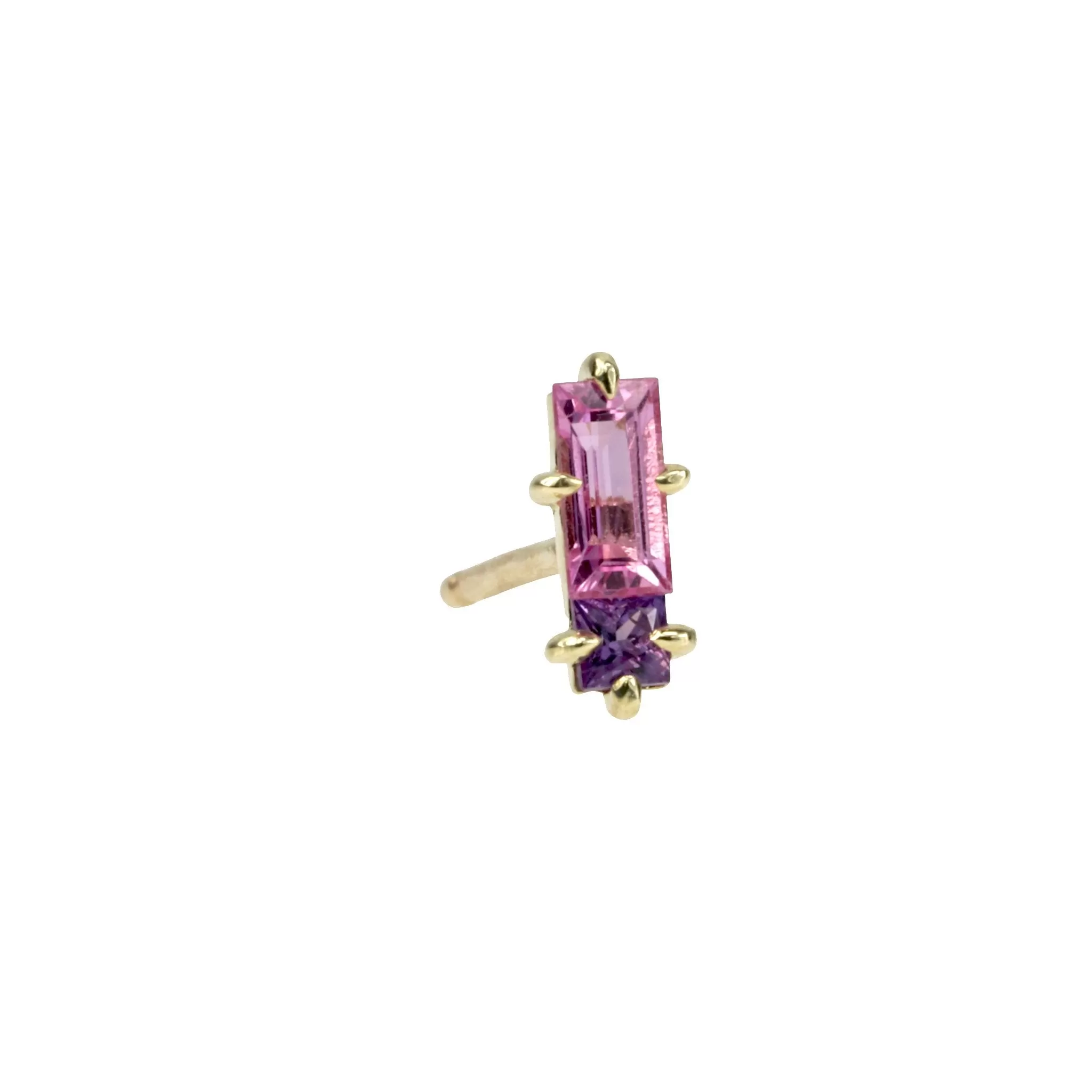 Gold Double Trouble Purple & Pink Sapphire Stud