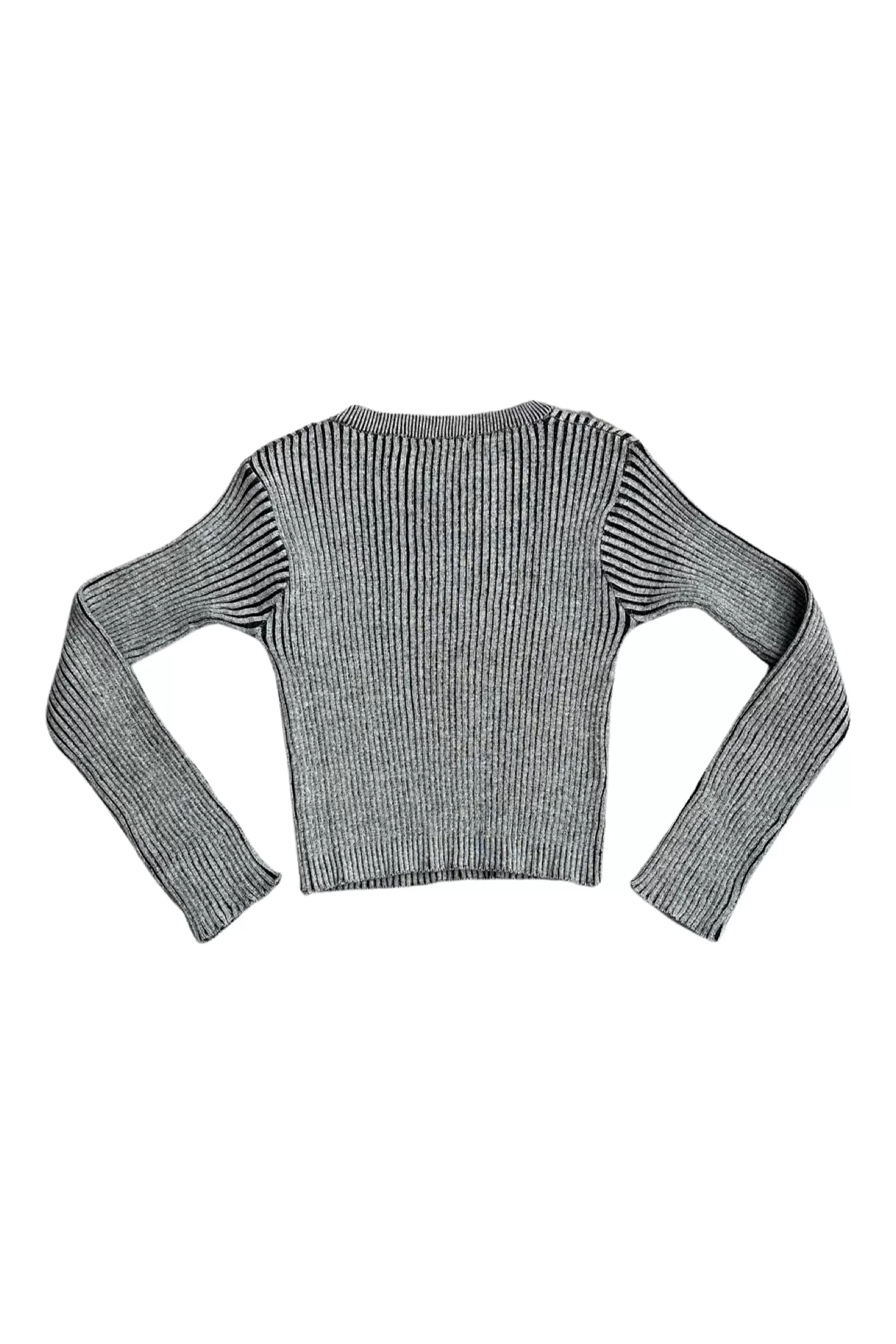 Grey Ribbed Long Sleeve Top