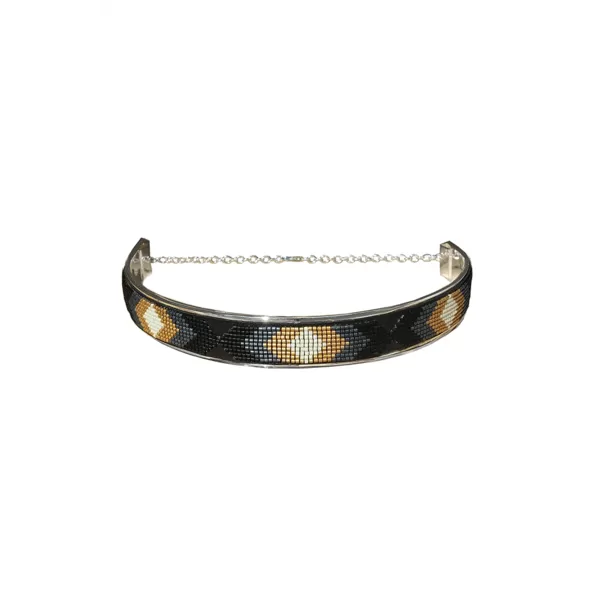 Handmade Beaded Choker Sammi in Black, Bronze