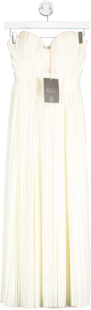 House of CB Cream Amorata Pleated Maxi Dress UK XS