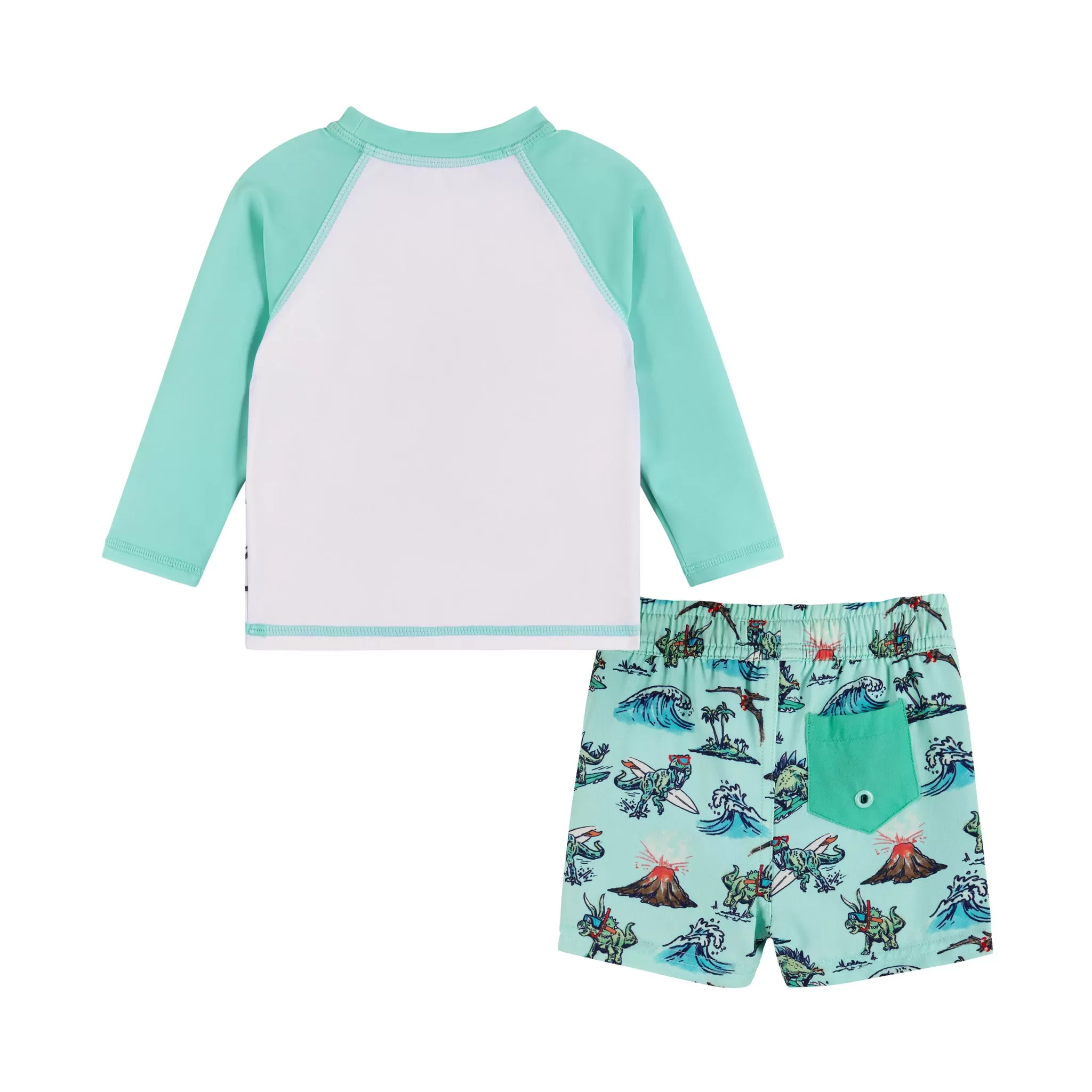 Infant Raglan Rashguard and Boardshort Set | Surfing Dinosaur