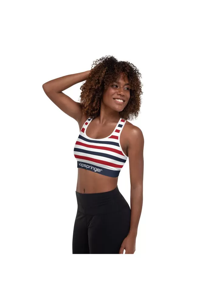 Klipspringer Red White & Blue Padded Sports Bra