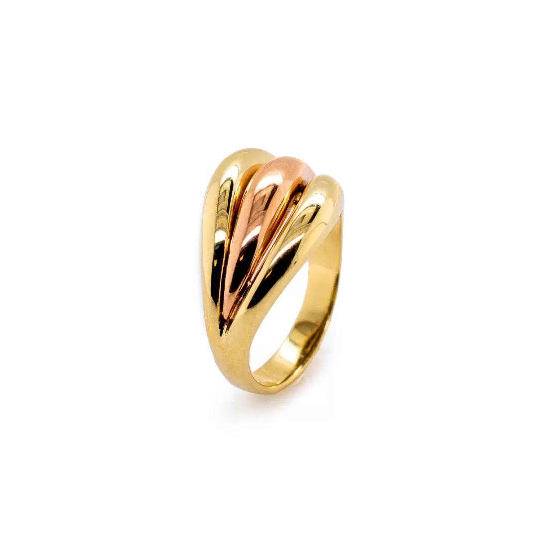 Ladies 14K Yellow Gold Waved Band Ring