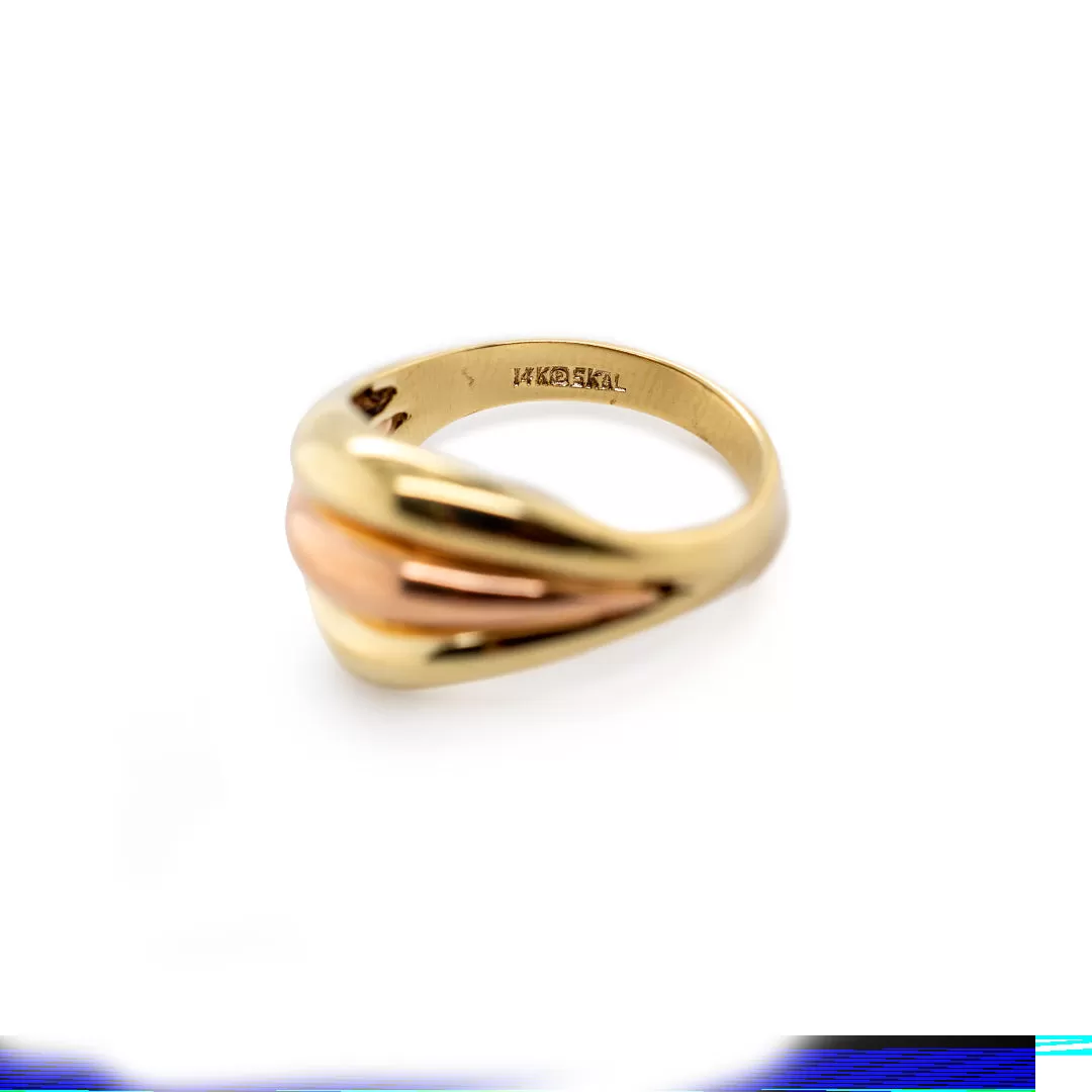 Ladies 14K Yellow Gold Waved Band Ring