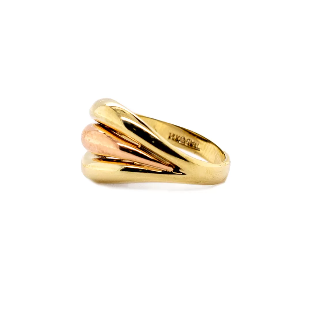 Ladies 14K Yellow Gold Waved Band Ring