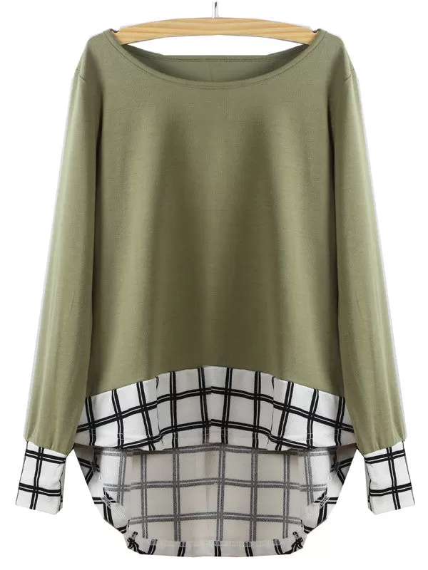 Lattice Print Long sleeves Blouse