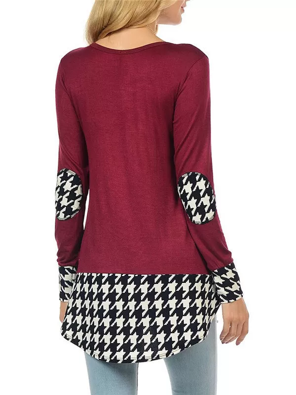 Lattice Print Long sleeves Blouse