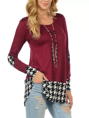 Lattice Print Long sleeves Blouse