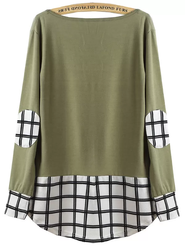 Lattice Print Long sleeves Blouse