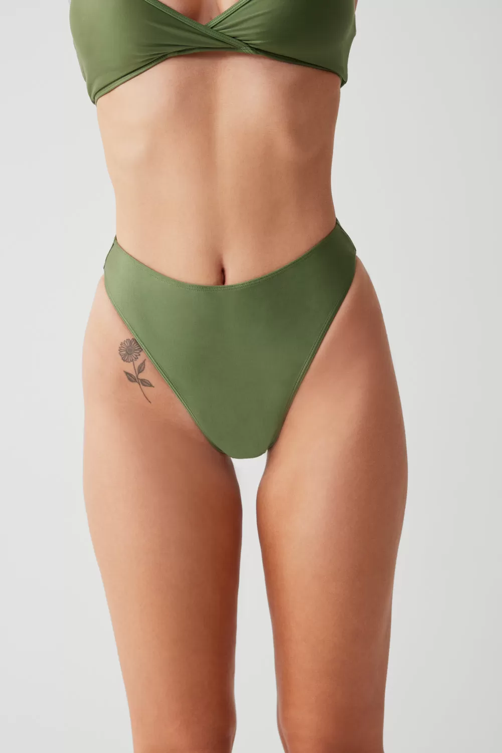 Laura High Waist Cheeky Bikini Bottom - Sea Moss