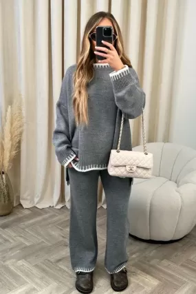 Loose Stripes Women Pants Sweater Set