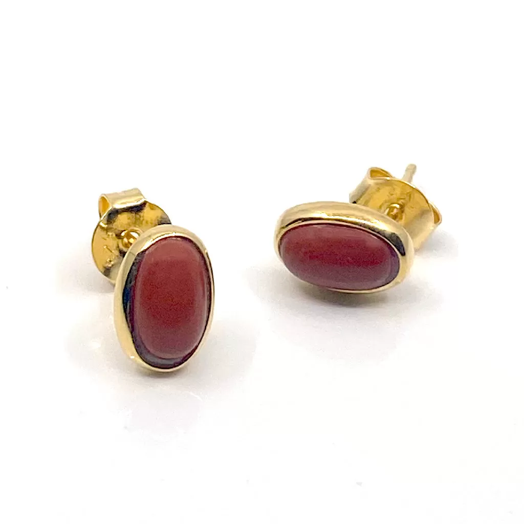 Magic Rouge Red Jasper Oval Earrings