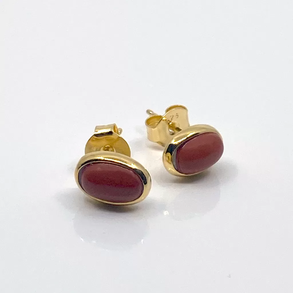 Magic Rouge Red Jasper Oval Earrings