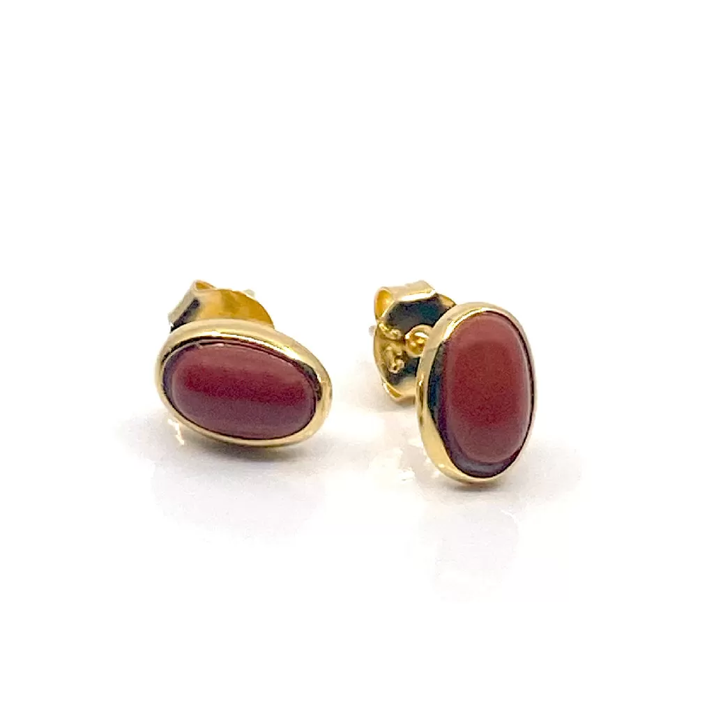 Magic Rouge Red Jasper Oval Earrings