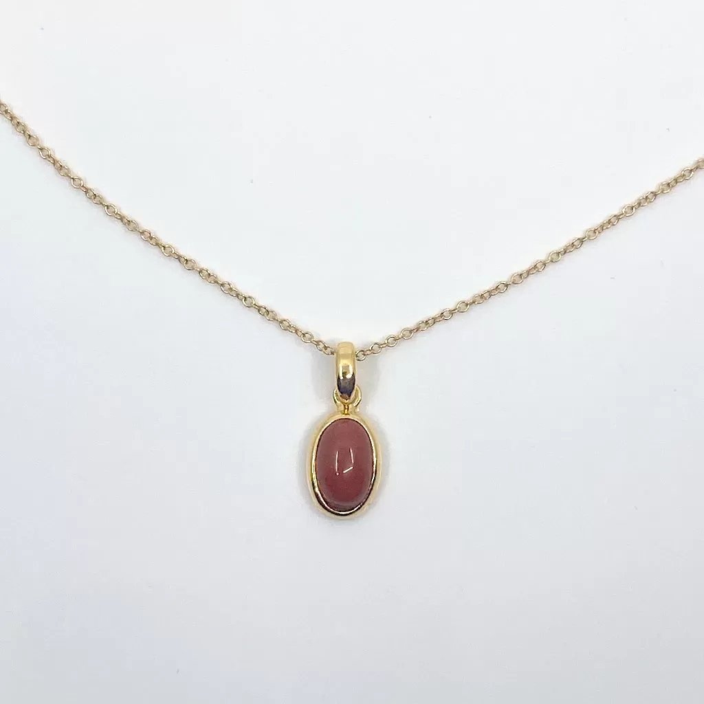 Magic Rouge Red Jasper Oval Pendant Necklace