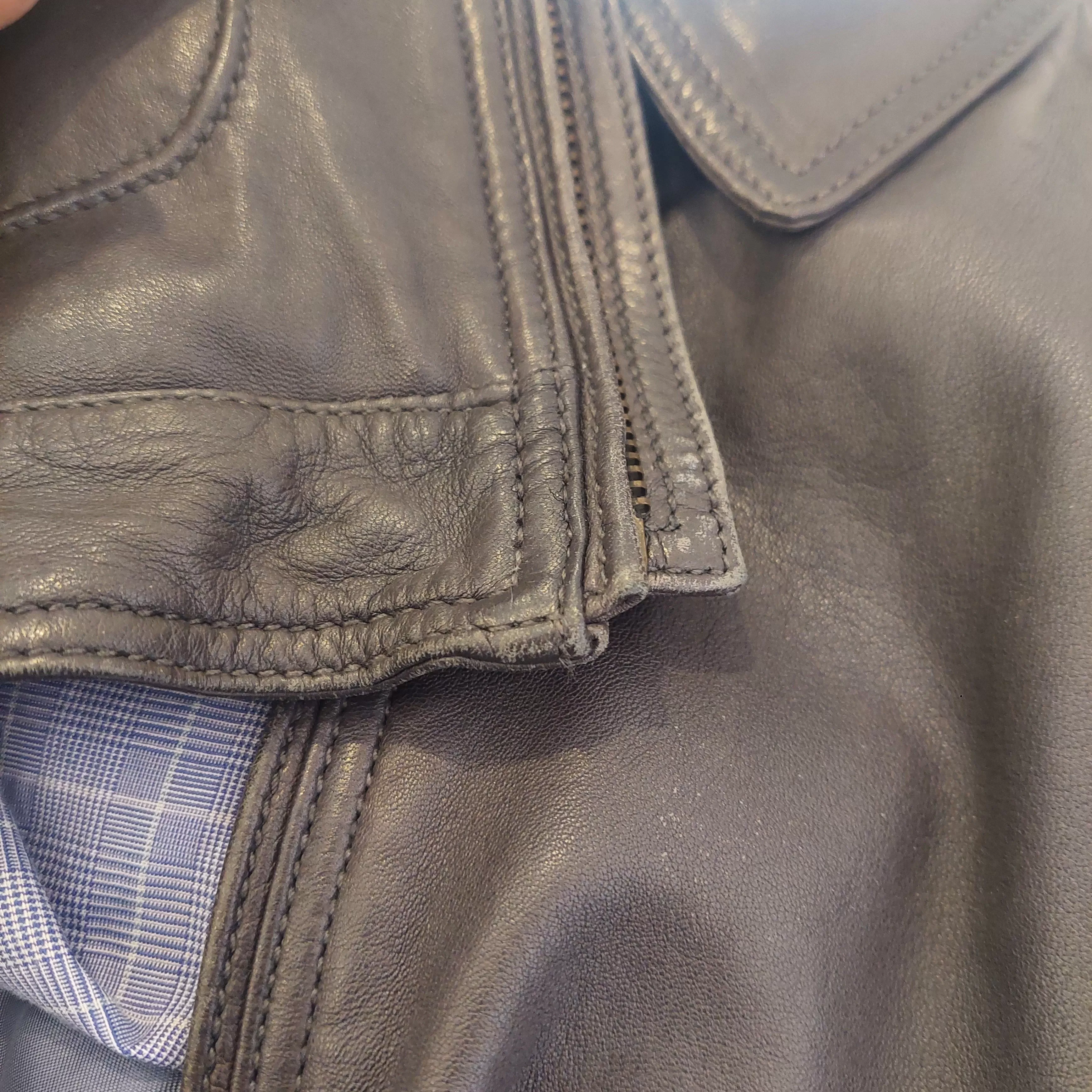 Massimo Dutti Grey Leather Men's Jacket | Pre loved |