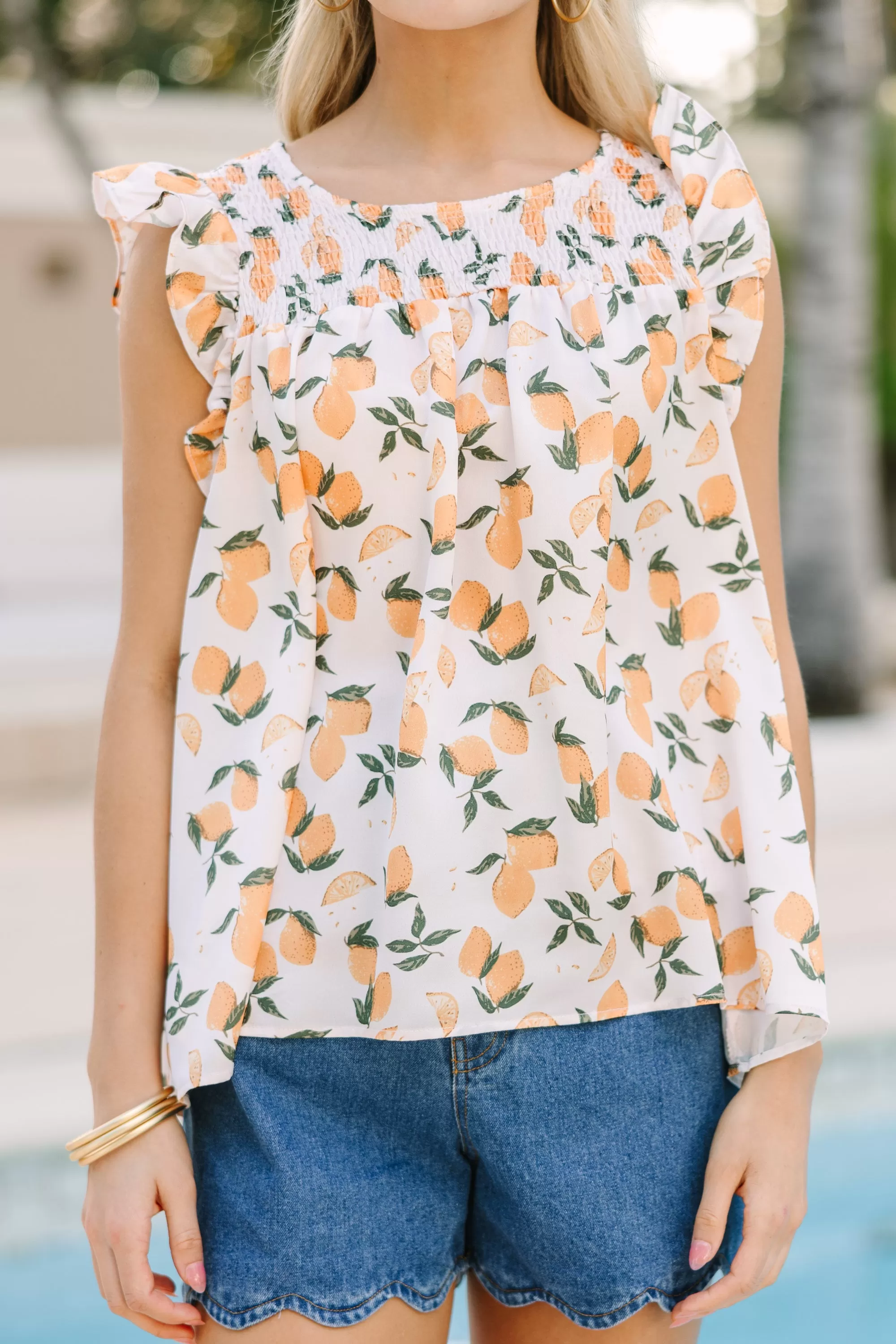 Meet You There Off White Lemon Print Blouse