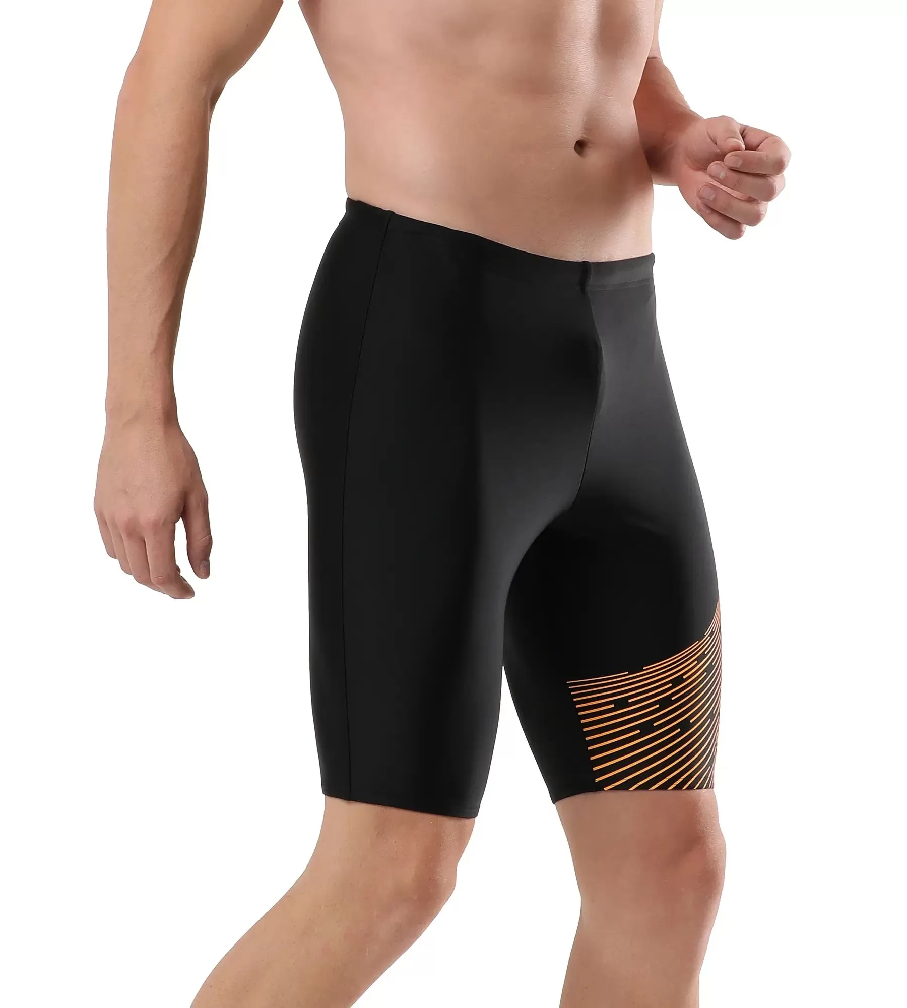 Men's Endurance Medley Logo Jammer - Black & Mandarin Peel