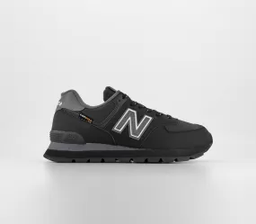 Mens New Balance 574 Black Black Grey Trainers