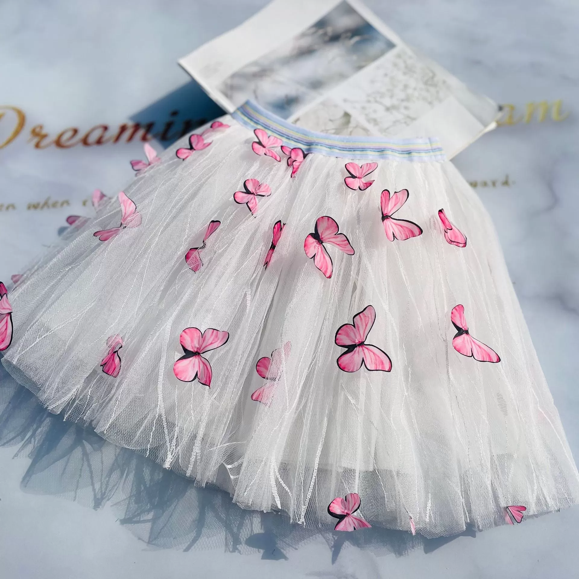 Mesh Butterfly Fluorescence Pleated Tutu