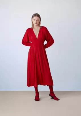 Midi dress with shoulder pads