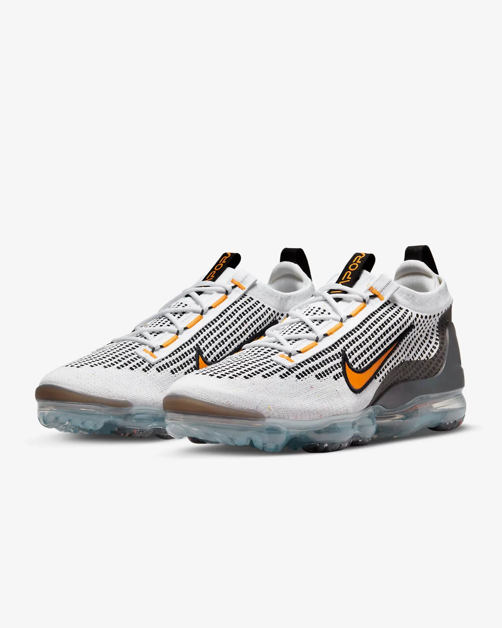 Nike Men's Air VaporMax 2021 Flyknit Shoes - White / Black / Anthracite / Kumquat