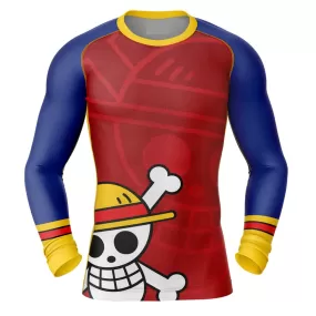 One Piece 'Straw Hat Logo' Long Sleeve Compression Rashguard