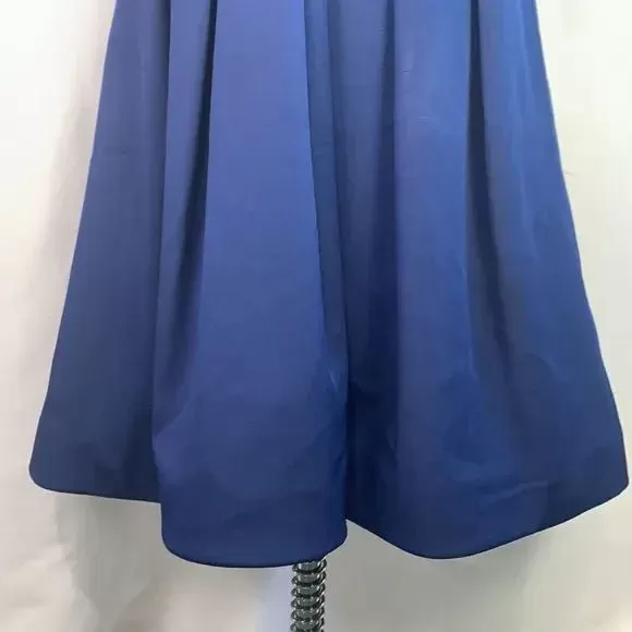 Pamela Roland Blue Pleated Bottom Fit/Flare Dress