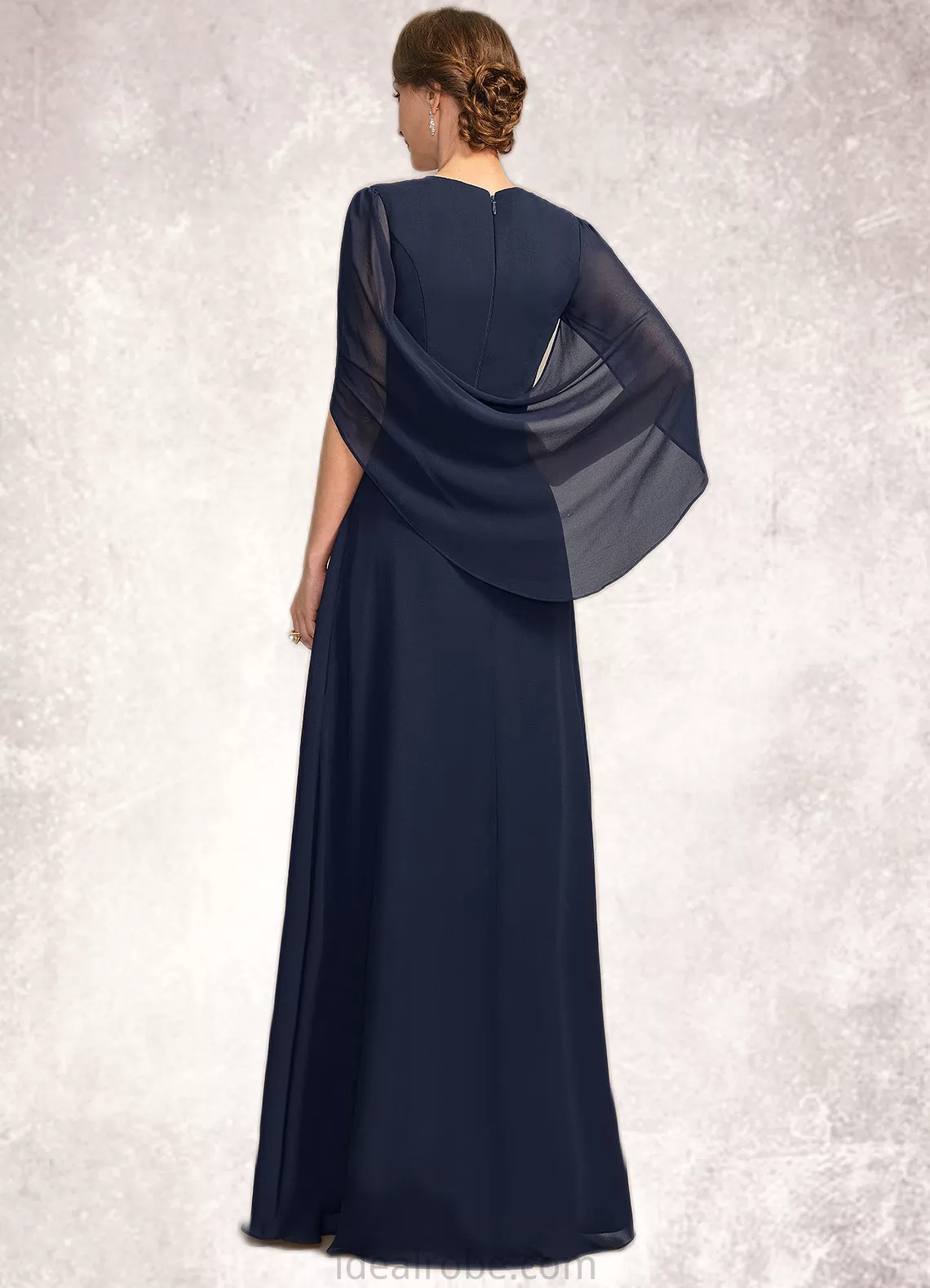 Paola A-line V-Neck Floor-Length Chiffon Mother of the Bride Dress With Pleated STKP0021734