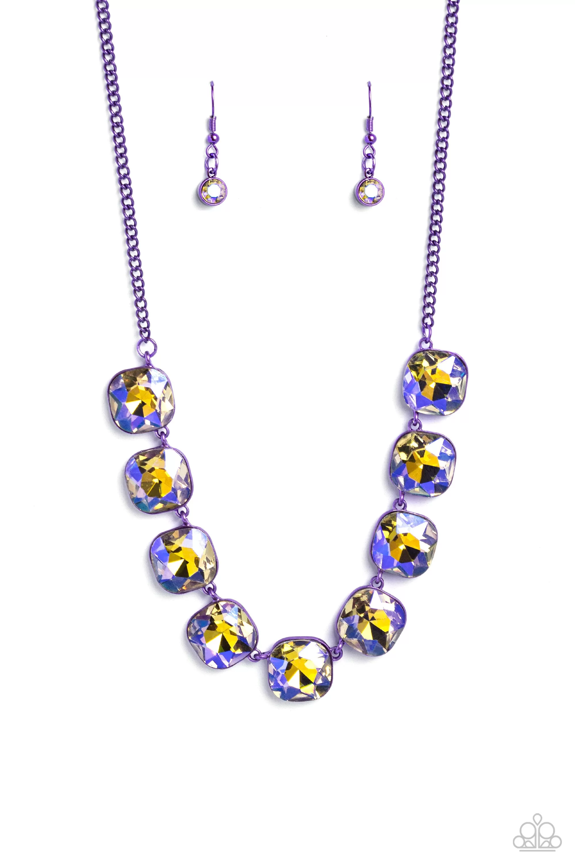 Paparazzi Combustible Command Purple Necklace & Earring Set