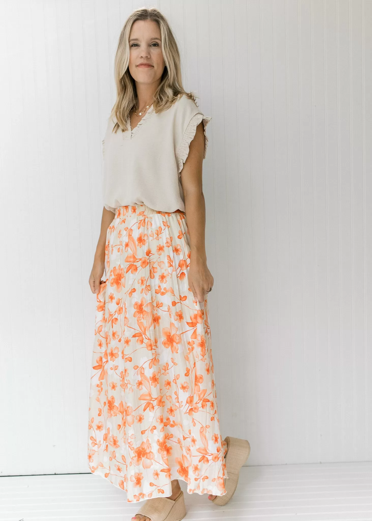 Peaches and Cream Floral Skirt