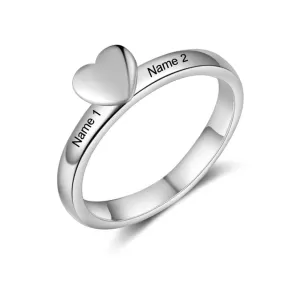 Personalized Heart Ring with Engraving Name Customized Wedding Engagement Rings for Women Anniversary Promise Gifts