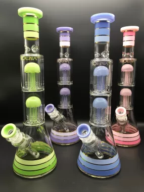 Phoenix 14 Striped Beaker w/ Double Tree Perc