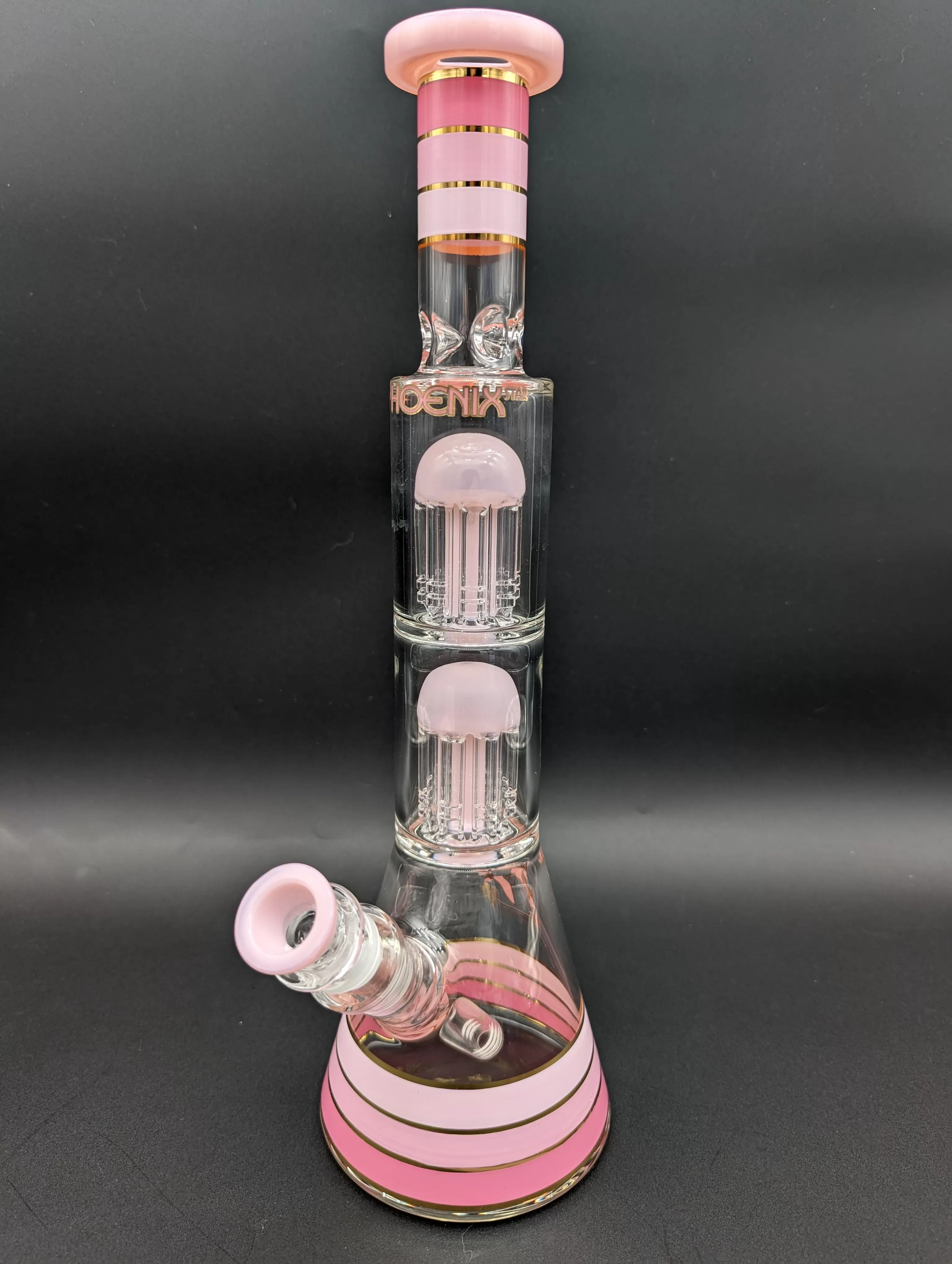 Phoenix 14 Striped Beaker w/ Double Tree Perc