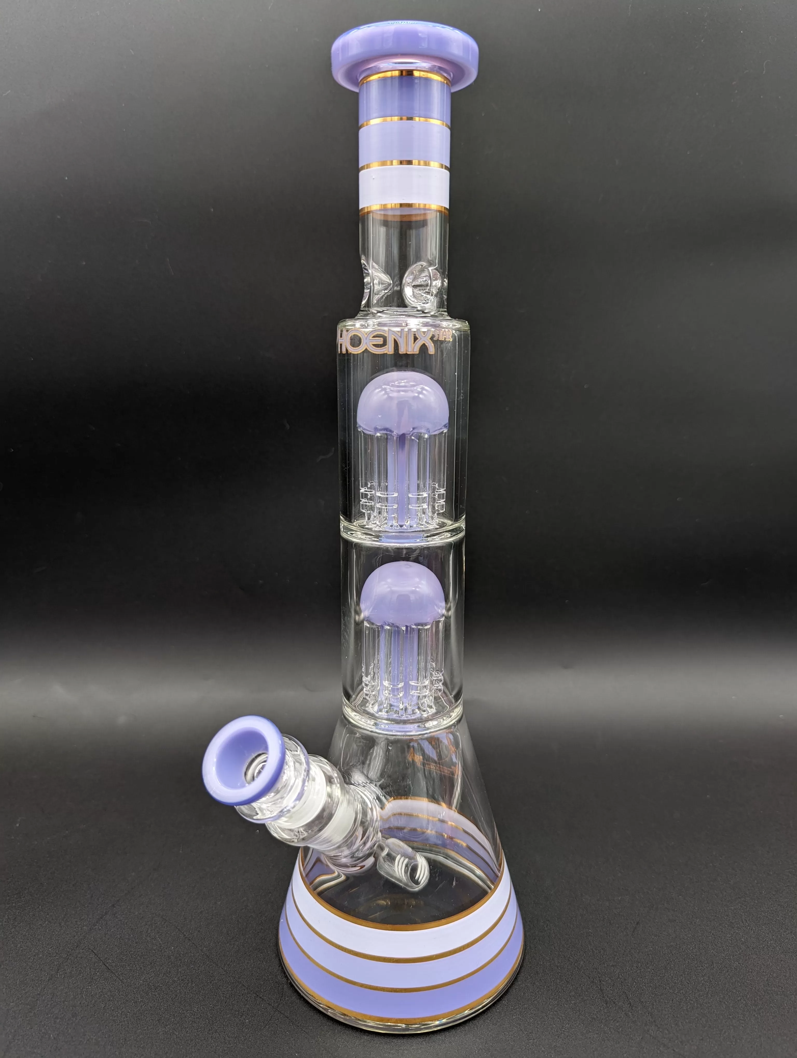 Phoenix 14 Striped Beaker w/ Double Tree Perc