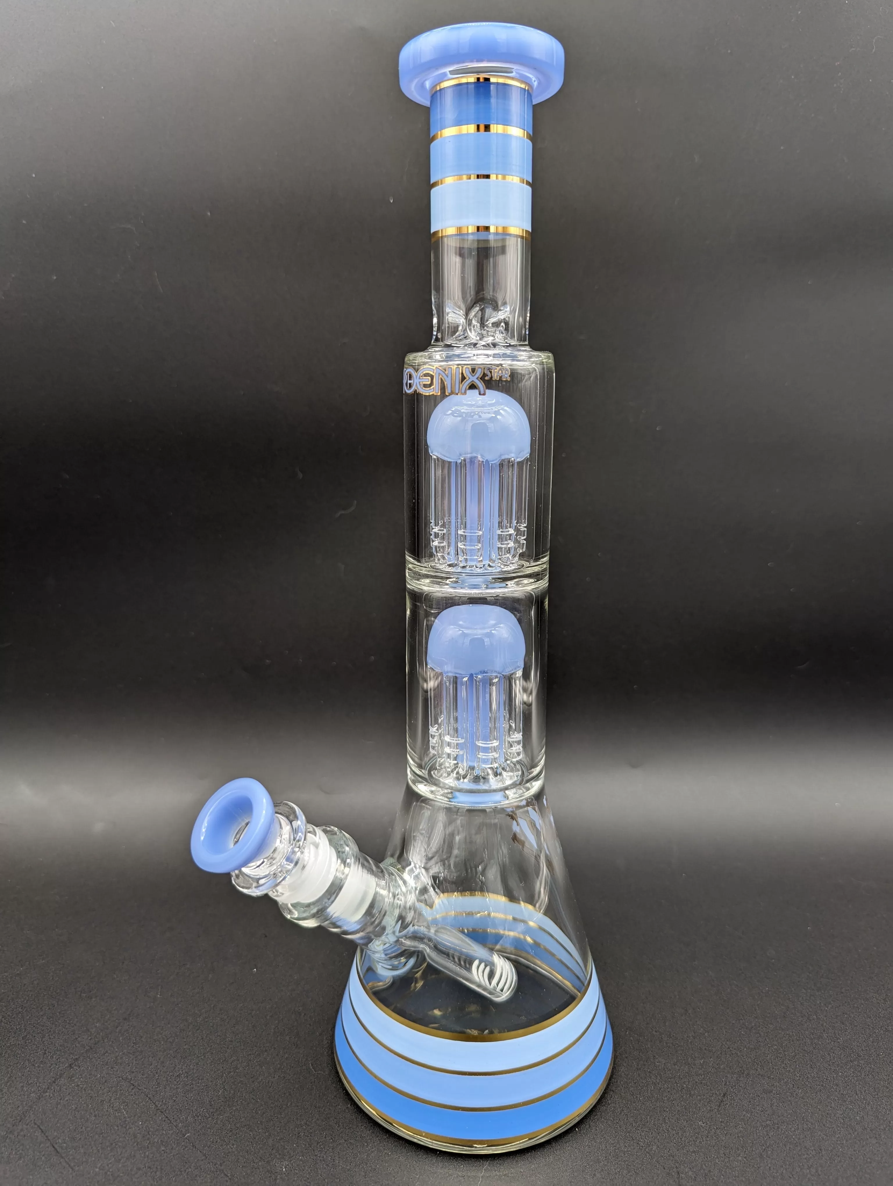 Phoenix 14 Striped Beaker w/ Double Tree Perc