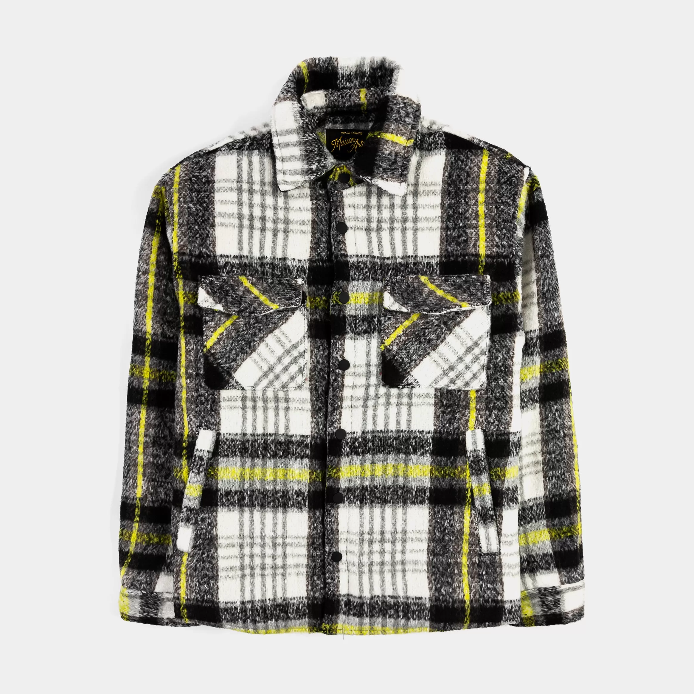 Plaid Mens Jacket (Grey/Yellow)