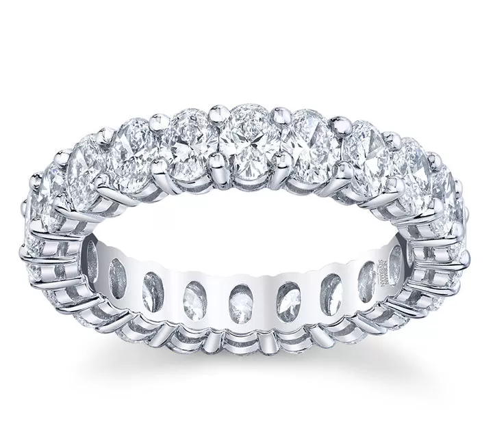 Platinum Eternity Band with Oval Cut Diamonds