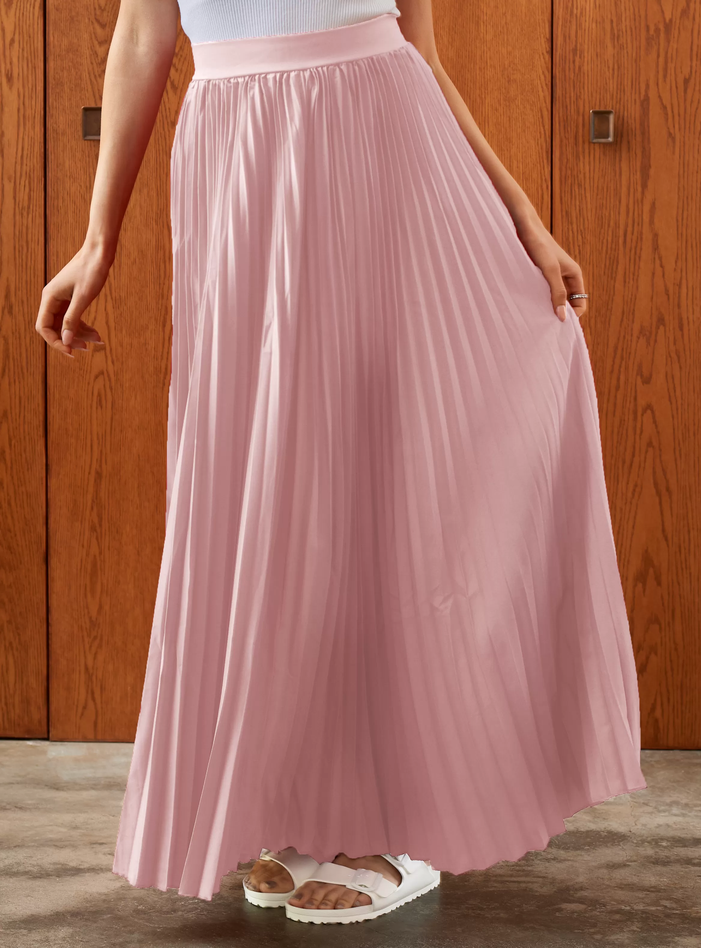 Pleated Maxi Skirt in Blush