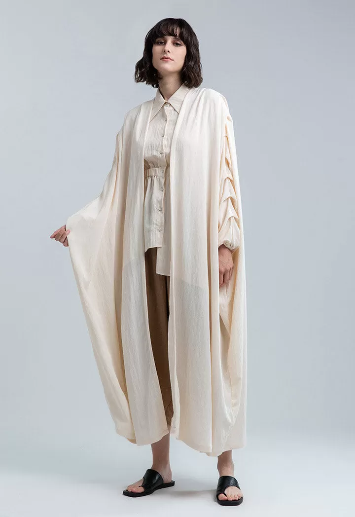 Pleated Sleeve Long Kimono