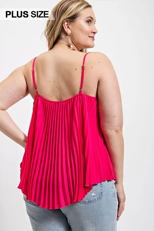 Pleated Tank Top With Adjustable Strap